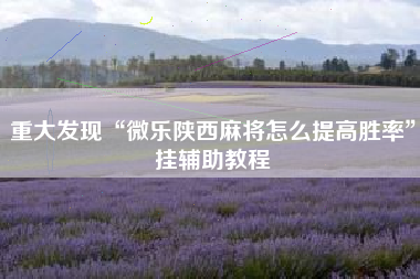 重大发现“微乐陕西麻将怎么提高胜率”挂辅助教程