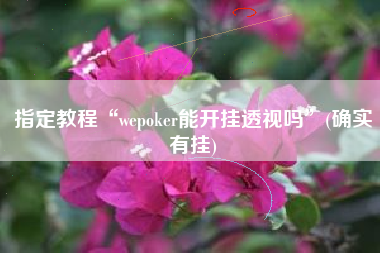 指定教程“wepoker能开挂透视吗”(确实有挂)