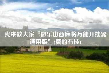 我来教大家“微乐山西麻将万能开挂器通用版	”(真的有挂)