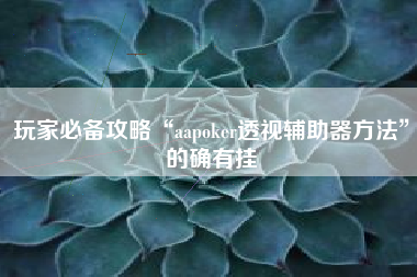 玩家必备攻略“aapoker透视辅助器方法”的确有挂