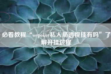 必看教程“wepoker私人局透视挂有吗”了解开挂过程