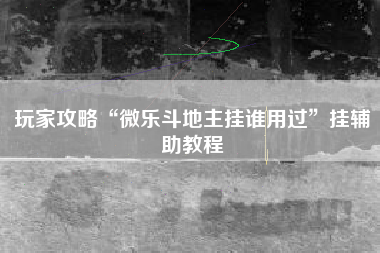 玩家攻略“微乐斗地主挂谁用过	”挂辅助教程