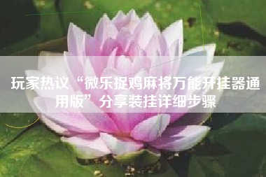 玩家热议“微乐捉鸡麻将万能开挂器通用版”分享装挂详细步骤