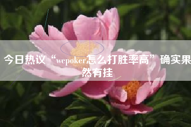 今日热议“wepoker怎么打胜率高	”确实果然有挂