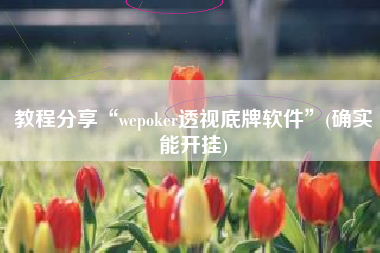 教程分享“wepoker透视底牌软件”(确实能开挂)