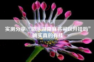 实测分享“微乐湖南麻将可以开挂吗	”确实真的有挂