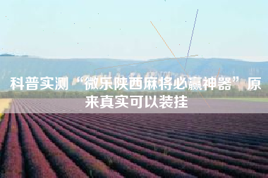 科普实测“微乐陕西麻将必赢神器”原来真实可以装挂