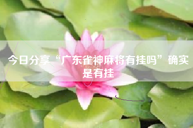 今日分享“广东雀神麻将有挂吗”确实是有挂