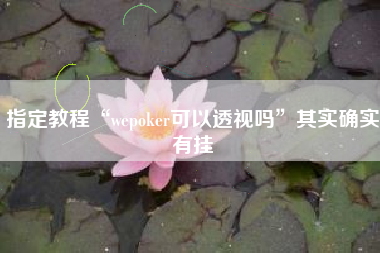 指定教程“wepoker可以透视吗”其实确实有挂