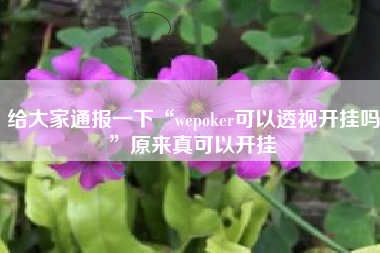 给大家通报一下“wepoker可以透视开挂吗	”原来真可以开挂