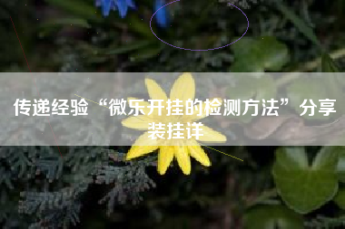 传递经验“微乐开挂的检测方法”分享装挂详