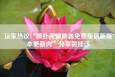 玩家热议“微扑克辅助器免费版最新版本更新内	”分享装挂详