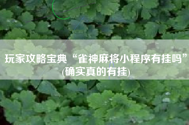 玩家攻略宝典“雀神麻将小程序有挂吗”(确实真的有挂)