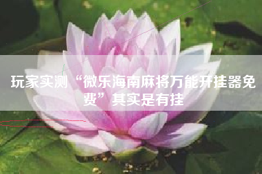 玩家实测“微乐海南麻将万能开挂器免费”其实是有挂