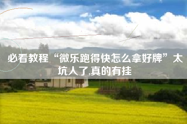 必看教程“微乐跑得快怎么拿好牌	”太坑人了,真的有挂