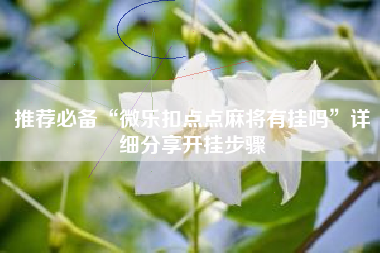 推荐必备“微乐扣点点麻将有挂吗	”详细分享开挂步骤