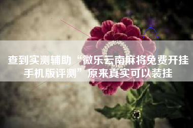 查到实测辅助“微乐云南麻将免费开挂手机版评测”原来真实可以装挂