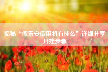 揭秘“微乐安徽麻将有挂么”详细分享开挂步骤