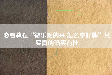 必看教程“微乐跑的来 怎么拿好牌”其实真的确实有挂