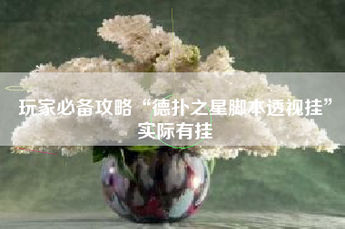 玩家必备攻略“德扑之星脚本透视挂”实际有挂