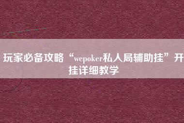 玩家必备攻略“wepoker私人局辅助挂”开挂详细教学
