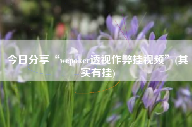 今日分享“wepoker透视作弊挂视频	”(其实有挂)