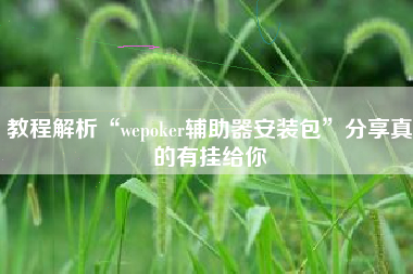 教程解析“wepoker辅助器安装包”分享真的有挂给你