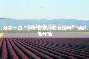 分享干货“微乐甘肃麻将有挂吗	”(确实能开挂)