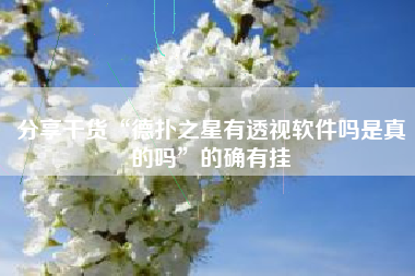 分享干货“德扑之星有透视软件吗是真的吗”的确有挂