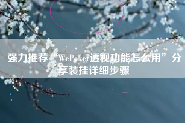 强力推荐“WePoker透视功能怎么用”分享装挂详细步骤