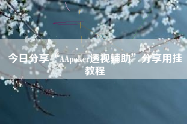 今日分享“AApoker透视辅助”分享用挂教程
