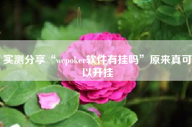 实测分享“wepoker软件有挂吗	”原来真可以开挂