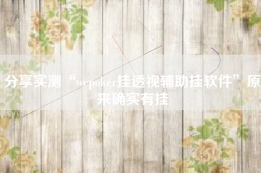 分享实测“wepoker挂透视辅助挂软件”原来确实有挂