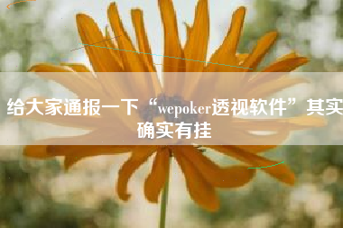 给大家通报一下“wepoker透视软件”其实确实有挂