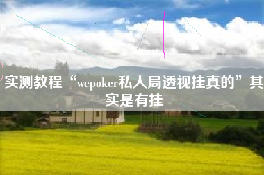 实测教程“wepoker私人局透视挂真的”其实是有挂