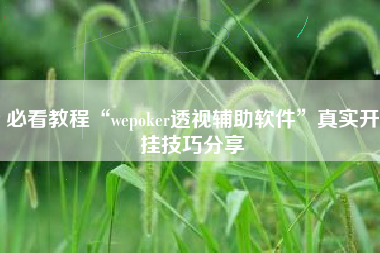 必看教程“wepoker透视辅助软件”真实开挂技巧分享 必看教程“wepoker透视辅助软件”真实开挂技巧分享