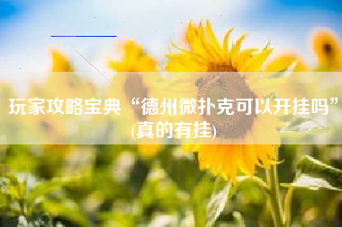 玩家攻略宝典“德州微扑克可以开挂吗”(真的有挂)