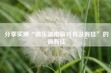 分享实测“微乐湖南麻将有没有挂”的确有挂