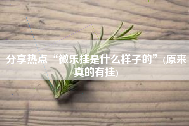 分享热点“微乐挂是什么样子的”(原来真的有挂)