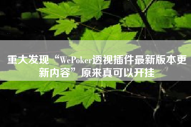 重大发现“WePoker透视插件最新版本更新内容”原来真可以开挂