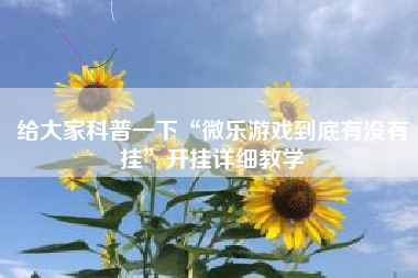 给大家科普一下“微乐游戏到底有没有挂	”开挂详细教学