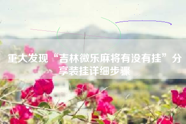 重大发现“吉林微乐麻将有没有挂”分享装挂详细步骤