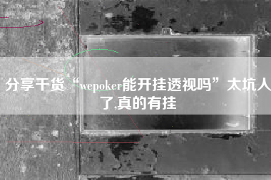 分享干货“wepoker能开挂透视吗	”太坑人了,真的有挂