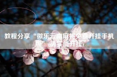 教程分享“微乐云南麻将免费开挂手机版	”(确实能开挂)