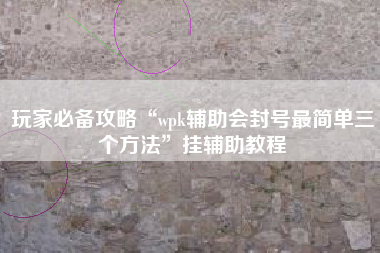玩家必备攻略“wpk辅助会封号最简单三个方法”挂辅助教程