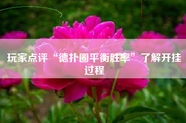 玩家点评“德扑圈平衡胜率”了解开挂过程