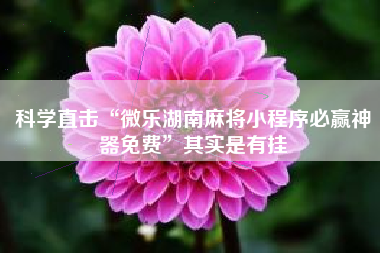 科学直击“微乐湖南麻将小程序必赢神器免费	”其实是有挂