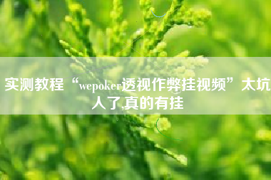 实测教程“wepoker透视作弊挂视频	”太坑人了,真的有挂