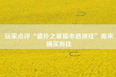 玩家点评“德扑之星脚本透视挂	”原来确实有挂