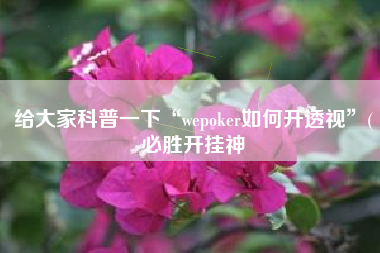 给大家科普一下“wepoker如何开透视”(必胜开挂神